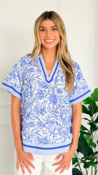 Petal Whisper Blouse Top - Periblue