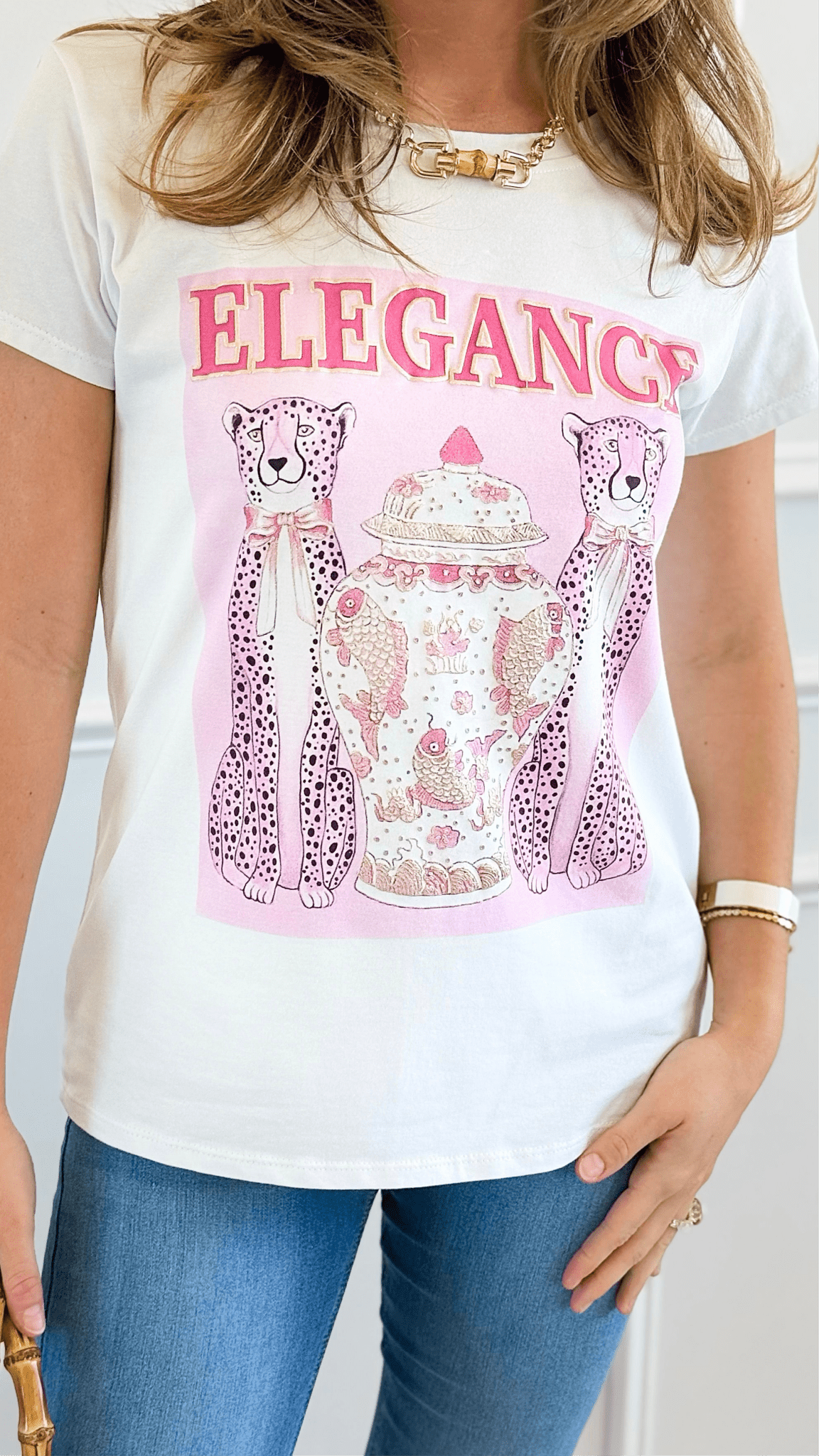 Pink Elegance Premium Italian T-Shirt-110 Short Sleeve Tops-Mitica & Co-Coastal Bloom Boutique, find the trendiest versions of the popular styles and looks Located in Indialantic, FL