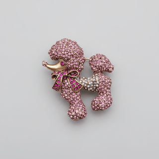 Pink Poodle Crystal Brooch