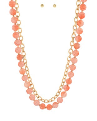 Double Strand Delight Necklace - Pink-230 Jewelry-GS JEWELRY-Coastal Bloom Boutique, find the trendiest versions of the popular styles and looks Located in Indialantic, FL