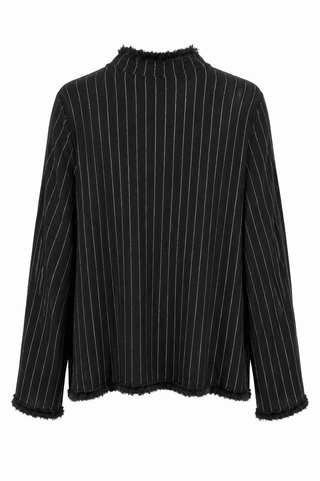 Pinstripe Prestige Fringe Trim Linen Italian Blazer