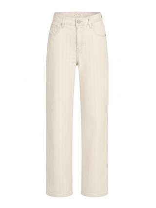Pinstripe Shimmer Wide Leg Pants - Ecru