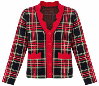Plaid Button Cardigan