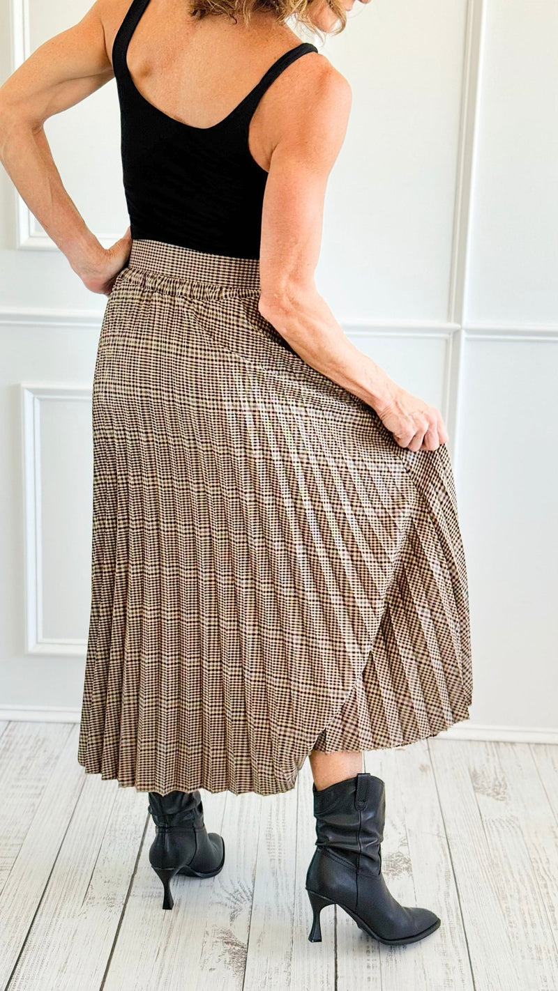 Plaid Perfection Pleated Italian Skirt-170 Bottoms-AZUL MONACO-Coastal Bloom Boutique, find the trendiest versions of the popular styles and looks Located in Indialantic, FL