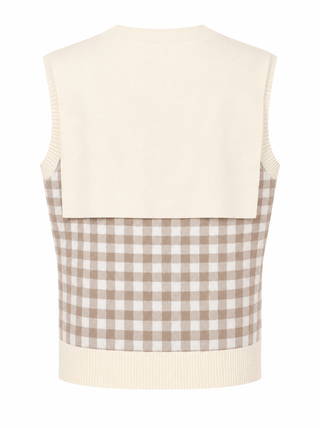 Plaid Sweater Shawl Detail Tank Top