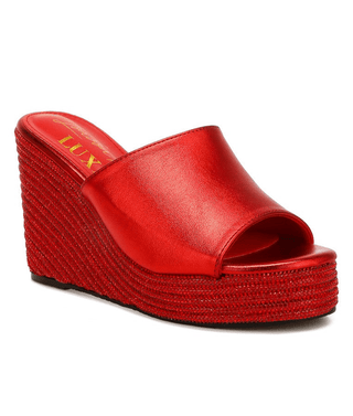 Platform Wedge Sandals - Red