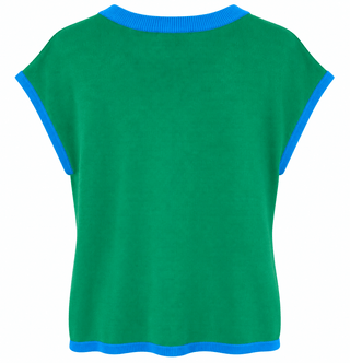 Playful Contrast Flow Top - Green