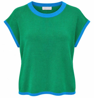 Playful Contrast Flow Top - Green