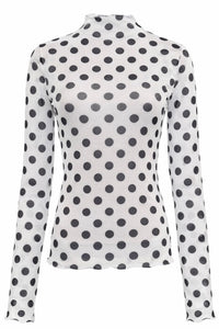 Playful Dot Whisper Long Sleeve Top - Ivory/Black