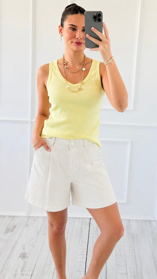 Pleated Blend Shorts