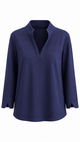 Poise Split Neck Knit Blouse