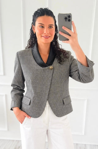 Polished Plaid Collar Italian Jacket