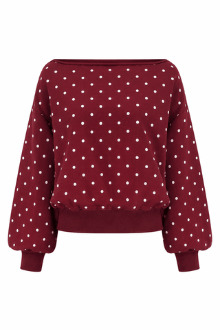 Polka Dot Off-Shoulder Top - Burgundy
