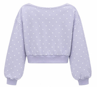 Polka Dot Off-Shoulder Top - Lt Blue