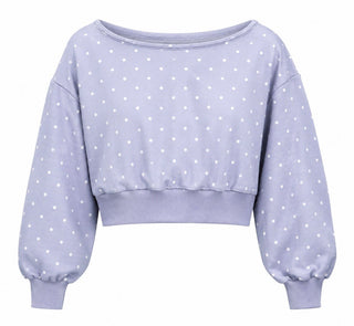 Polka Dot Off-Shoulder Top - Lt Blue