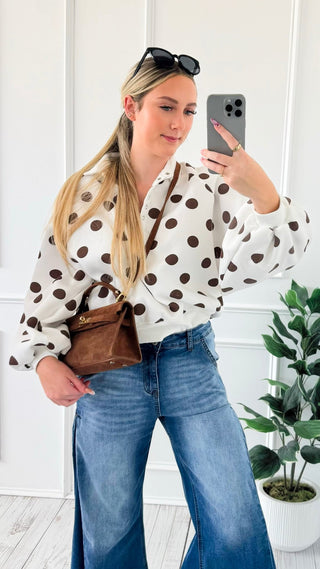 Polka Dot Snap Sweatshirt