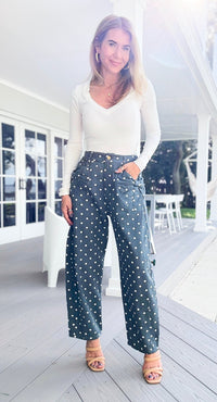 Polka Muse Bow Denim Pants-170 Bottoms-oddi-Coastal Bloom Boutique, find the trendiest versions of the popular styles and looks Located in Indialantic, FL