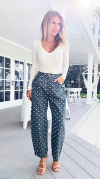Polka Muse Bow Denim Pants-170 Bottoms-oddi-Coastal Bloom Boutique, find the trendiest versions of the popular styles and looks Located in Indialantic, FL