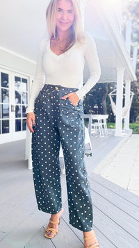 Polka Muse Bow Denim Pants-170 Bottoms-oddi-Coastal Bloom Boutique, find the trendiest versions of the popular styles and looks Located in Indialantic, FL