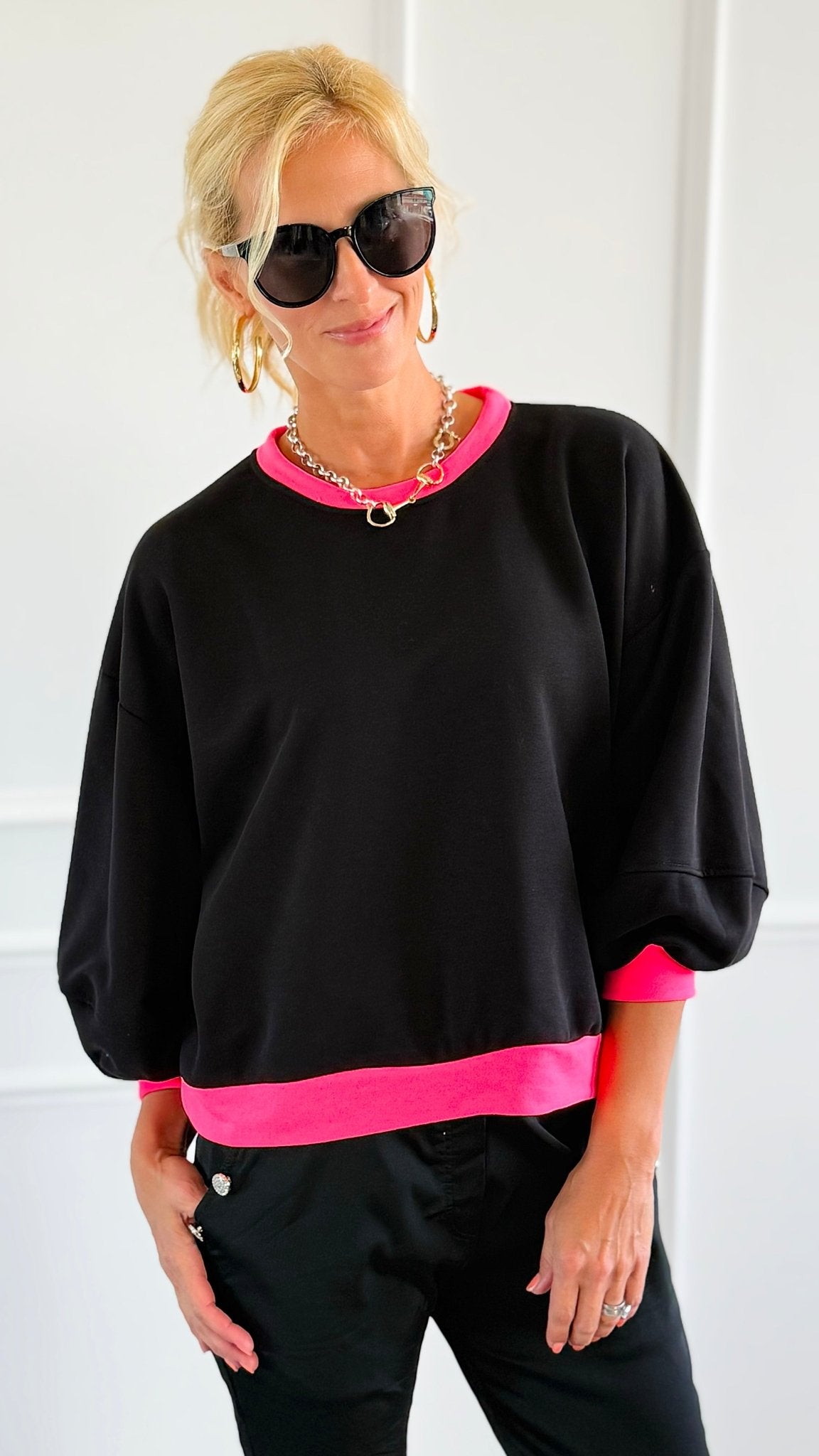 Pop of Color Italian Sweatshirt-110 Long Sleeve Tops-LAVVIA-Coastal Bloom Boutique, find the trendiest versions of the popular styles and looks Located in Indialantic, FL