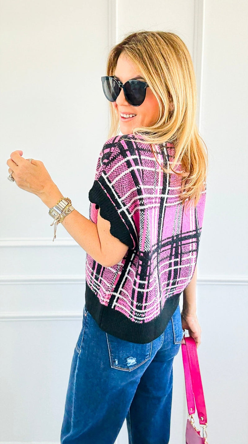 Pop of Plaid Sweater Top-100 Sleeveless Tops-entro-Coastal Bloom Boutique, find the trendiest versions of the popular styles and looks Located in Indialantic, FL