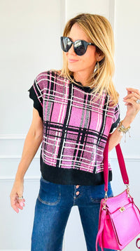 Pop of Plaid Sweater Top-100 Sleeveless Tops-entro-Coastal Bloom Boutique, find the trendiest versions of the popular styles and looks Located in Indialantic, FL