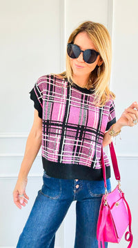 Pop of Plaid Sweater Top-100 Sleeveless Tops-entro-Coastal Bloom Boutique, find the trendiest versions of the popular styles and looks Located in Indialantic, FL