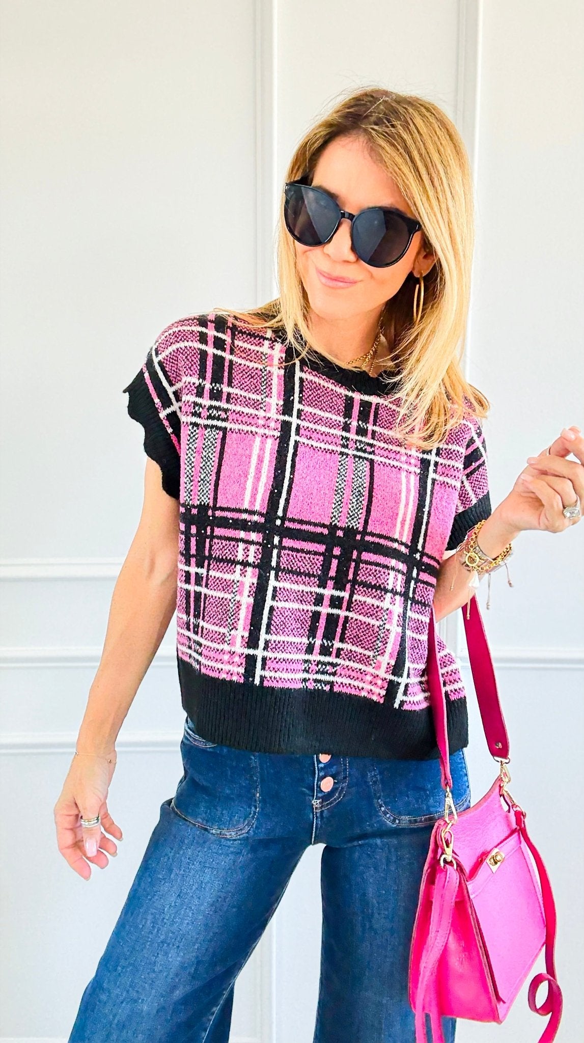 Pop of Plaid Sweater Top-100 Sleeveless Tops-entro-Coastal Bloom Boutique, find the trendiest versions of the popular styles and looks Located in Indialantic, FL