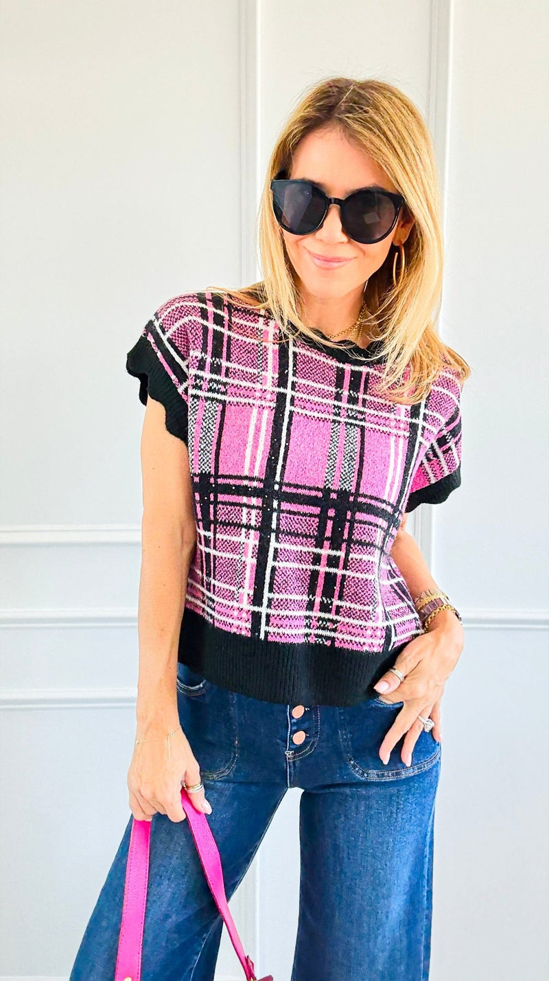 Pop of Plaid Sweater Top-100 Sleeveless Tops-entro-Coastal Bloom Boutique, find the trendiest versions of the popular styles and looks Located in Indialantic, FL