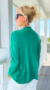 Portside Mock Neck Sweater - H. K Green-140 Sweaters-Zenana-Coastal Bloom Boutique, find the trendiest versions of the popular styles and looks Located in Indialantic, FL
