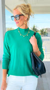 Portside Mock Neck Sweater - H. K Green-140 Sweaters-Zenana-Coastal Bloom Boutique, find the trendiest versions of the popular styles and looks Located in Indialantic, FL