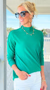 Portside Mock Neck Sweater - H. K Green-140 Sweaters-Zenana-Coastal Bloom Boutique, find the trendiest versions of the popular styles and looks Located in Indialantic, FL