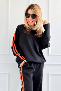 Power Italian Sweater - Black/Neon Orange-140 Sweaters-AMIRA-Coastal Bloom Boutique, find the trendiest versions of the popular styles and looks Located in Indialantic, FL