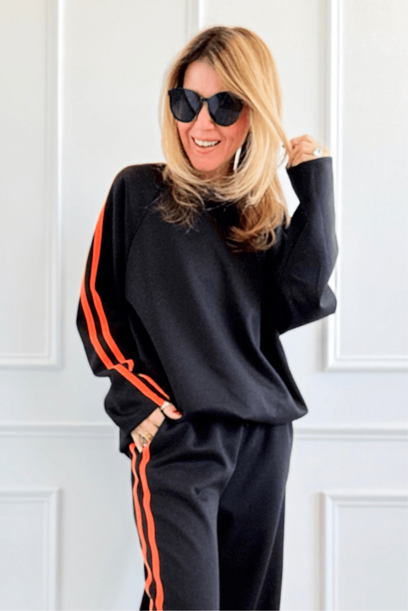 Power Italian Sweater - Black/Neon Orange-140 Sweaters-AMIRA-Coastal Bloom Boutique, find the trendiest versions of the popular styles and looks Located in Indialantic, FL