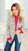 Power Move Plaid Button Blazer-160 Jackets-BigHit Fashion-Coastal Bloom Boutique, find the trendiest versions of the popular styles and looks Located in Indialantic, FL