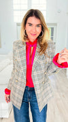 Power Move Plaid Button Blazer-160 Jackets-BigHit Fashion-Coastal Bloom Boutique, find the trendiest versions of the popular styles and looks Located in Indialantic, FL