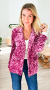Power Move Velvet Blazer - Berry-160 Jackets-mystree-Coastal Bloom Boutique, find the trendiest versions of the popular styles and looks Located in Indialantic, FL