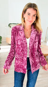Power Move Velvet Blazer - Berry-160 Jackets-mystree-Coastal Bloom Boutique, find the trendiest versions of the popular styles and looks Located in Indialantic, FL