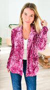 Power Move Velvet Blazer - Berry-160 Jackets-mystree-Coastal Bloom Boutique, find the trendiest versions of the popular styles and looks Located in Indialantic, FL
