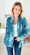 Power Move Velvet Blazer - Seafoam-160 Jackets-mystree-Coastal Bloom Boutique, find the trendiest versions of the popular styles and looks Located in Indialantic, FL