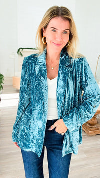 Power Move Velvet Blazer - Seafoam-160 Jackets-mystree-Coastal Bloom Boutique, find the trendiest versions of the popular styles and looks Located in Indialantic, FL