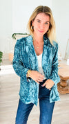 Power Move Velvet Blazer - Seafoam-160 Jackets-mystree-Coastal Bloom Boutique, find the trendiest versions of the popular styles and looks Located in Indialantic, FL