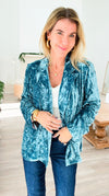 Power Move Velvet Blazer - Seafoam-160 Jackets-mystree-Coastal Bloom Boutique, find the trendiest versions of the popular styles and looks Located in Indialantic, FL