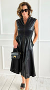 Power Play Faux Leather Midi Dress-200 Dresses/Jumpsuits/Rompers-entro-Coastal Bloom Boutique, find the trendiest versions of the popular styles and looks Located in Indialantic, FL