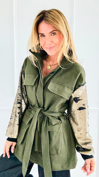 Power & Shine Utility Italian Jacket-160 Jackets-STAR SRL-Coastal Bloom Boutique, find the trendiest versions of the popular styles and looks Located in Indialantic, FL