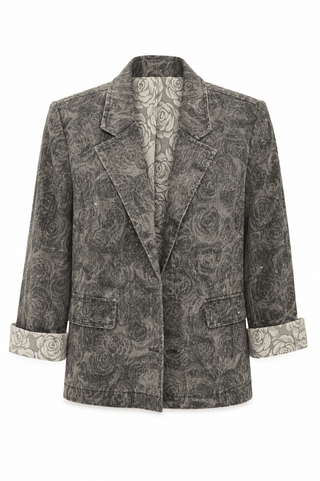 Crystal Rose Denim Blazer
