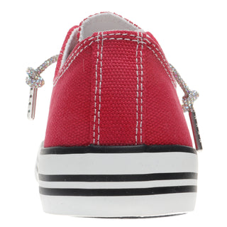 Bougie Ini Rhinestone Lace Canvas Low Top Sneakers - Red