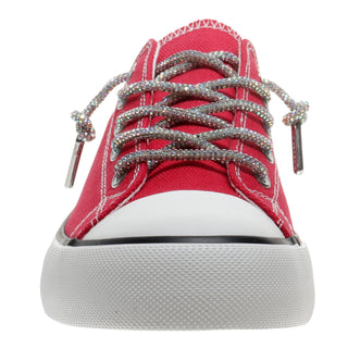 Bougie Ini Rhinestone Lace Canvas Low Top Sneakers - Red