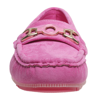 Suede Horsebit Driving Loafers - Fuchsia