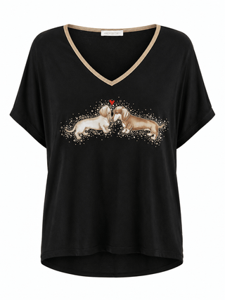 Puppy Love Embellished V-Neck Italian Top